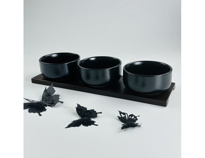 Набор из  3 салатников 10см на подставке Lenardi Blackwood 235-030