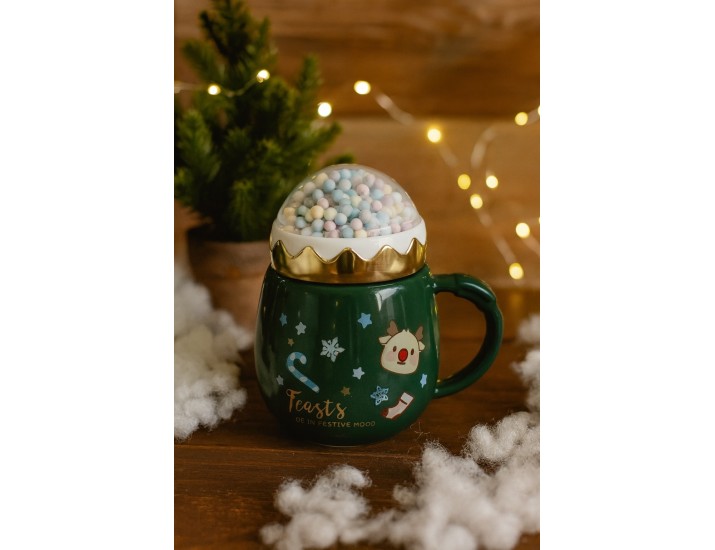 Кружка с крышкой 470мл Lenardi Новогодний 315-003 Кружка с крышкой 470мл Lenardi Новогодний 315-003