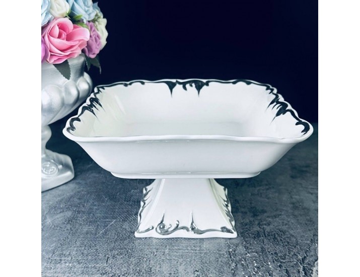 Квадратная фруктовница 19см на ножке Lenardi ARGENTO 666-397