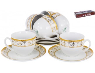 Набор чайных пар на 6 персон 12 предметов Balsford Бристоль ДЖОН золотой орнамент 106-03004