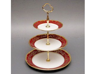 Этажерка 3-х ярусная красный 15/22/26 см Weimar Porcellan Ювел Красный декор 0876 Этажерка 3-х ярусная красный 15/22/26 см Weimar Porcellan Ювел Красный декор 0876