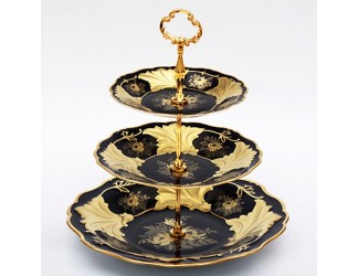 Этажерка 3-х ярусная 19/25/31 см Weimar Porcellan Кленовый лист кобальт декор 0819 Этажерка 3-х ярусная 19/25/31 см Weimar Porcellan Кленовый лист кобальт декор 0819