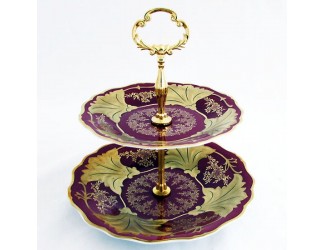 Этажерка 2-х ярусная 19/25 см Weimar Porcellan Ювел Красный декор 0876 Этажерка 2-х ярусная 19/25 см Weimar Porcellan Ювел Красный декор 0876