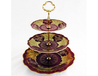 Этажерка 3-х ярусная красный 19/25/31 см Weimar Porcellan Ювел Красный декор 0876 Этажерка 3-х ярусная красный 19/25/31 см Weimar Porcellan Ювел Красный декор 0876