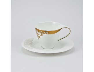 Набор кофейных пар на 6 персон 12 предметов Royal Bone China "Золото Востока", шт