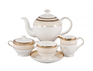 Сервиз чайный 17 предметов на 6 персон Royal Bone China "Палатин Голд"