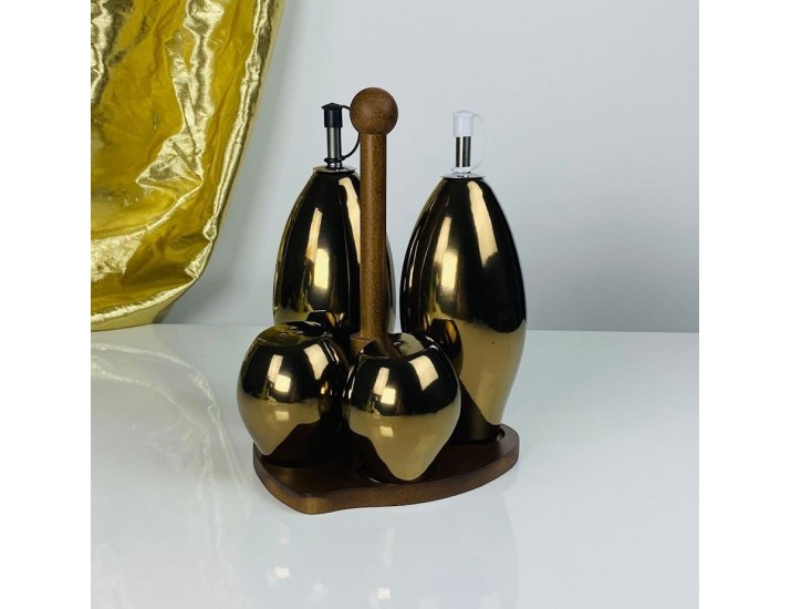 Набор для специй  бутылки д/масла/уксуса и солонки  на подставке Lenardi Винтаж 232-023