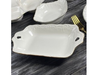 Прямоугольное глубокое блюдо 28см Lenardi Аврора золото 305-067