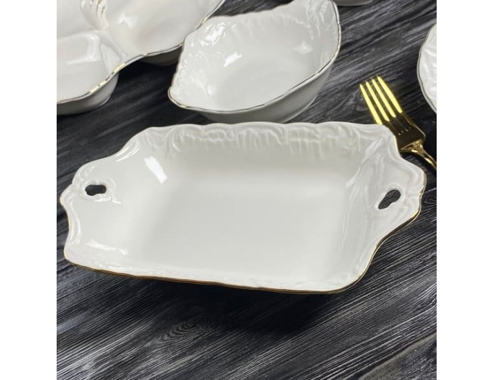 Прямоугольное глубокое блюдо 28см Lenardi Аврора золото 305-067