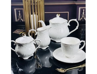 Чайный сервиз 17 предметов 200мл Lenardi Аврора золото 305-081