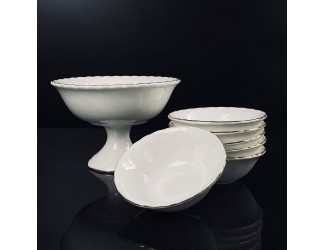 Набор для варенья креманка 14см и 6 розеток 10см Lenardi Аврора золото 305-087