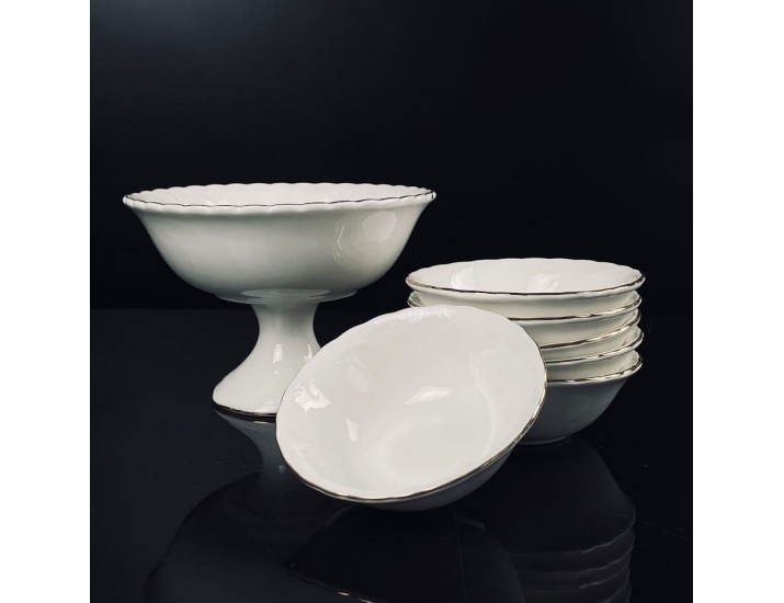 Набор для варенья креманка 14см и 6 розеток 10см Lenardi Аврора золото 305-087