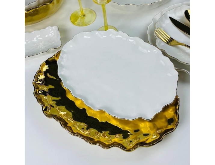 Набор из 2 овальных блюд 30,5/35,5см Lenardi Ванесса золото 305-280