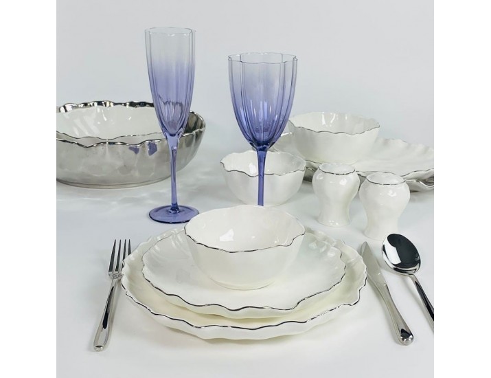 Обеденный сервиз на 6 персон 30предметов Lenardi Ванесса серебро 305-288