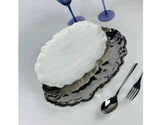 Набор из 2 овальных блюд 30,5/35,5см Lenardi Ванесса серебро 305-297