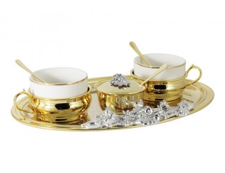 Чайный набор Chinelli (Gamma) Giglio золотой на 2 персоны 7 предметов 