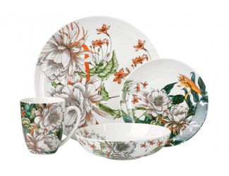 Чайно-столовый сервиз на 4 персоны 16 предметов Maxwell & Williams Тропические цветы