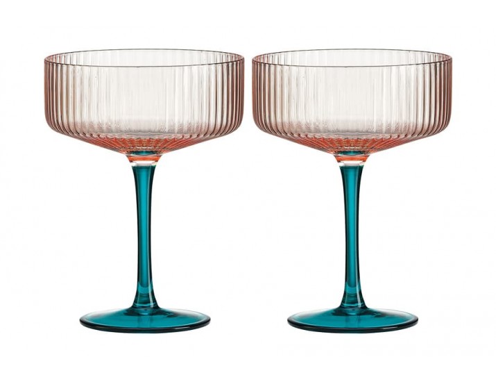 Набор бокалов для коктейля 2шт 250мл Pozzi Milano 1876 Modern Classic розовый/зелёный