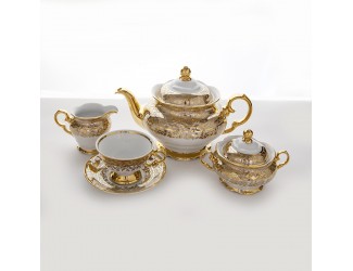 Сервиз чайный Carlsbad Лист бежевый на 6 персон 15 предметов