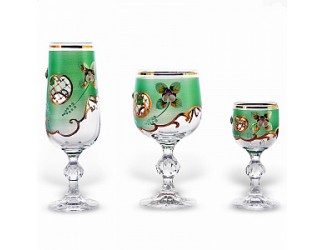 Набор бокалов Union Glass 18шт. Лепка зеленая(60,180,190мл)