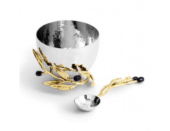 Чаша с ложкой Michael Aram Olive Branch 325 мл 10 см