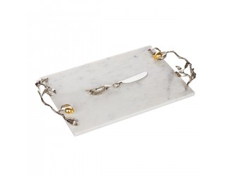 Доска для сыра с ножом Michael Aram "Pomegranate Silver&Gold" 46х25 см