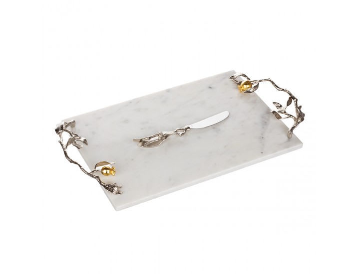 Доска для сыра с ножом Michael Aram "Pomegranate Silver&Gold" 46х25 см