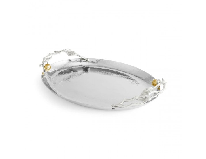 Поднос Michael Aram Pomegranate Silver овальный 44х33 см