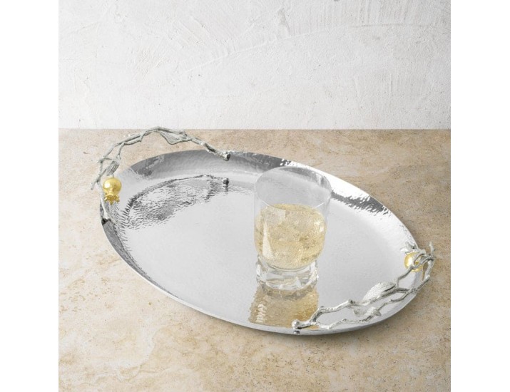 Поднос Michael Aram Pomegranate Silver овальный 44х33 см