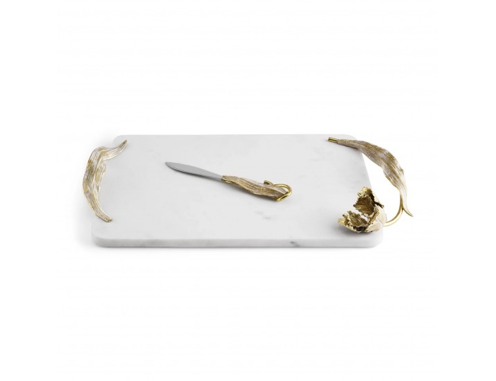 Доска для сыра с ножом Michael Aram Оливковая ветвь 50х25см белая