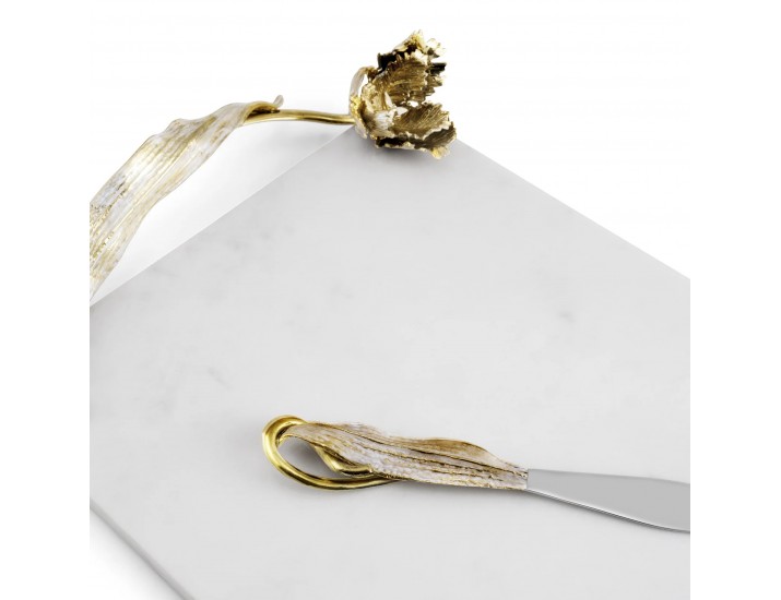 Доска для сыра с ножом Michael Aram Оливковая ветвь 50х25см белая