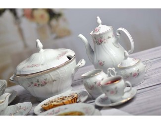 Кофейный сервиз Bernadotte Серая роза золото 6 персон 17 предметов Кофейный сервиз Bernadotte Серая роза золото 6 персон 17 предметов