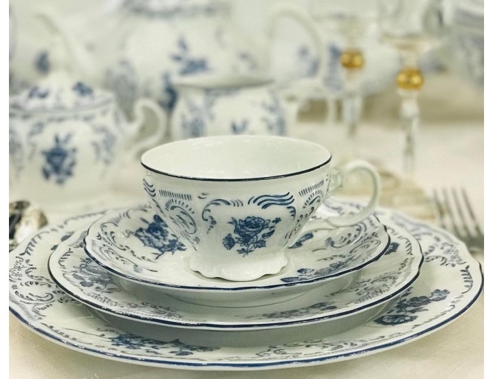 Набор тарелок на 6 персон 18 предметов Bernadotte Бернадот Синие розы декор 24074
