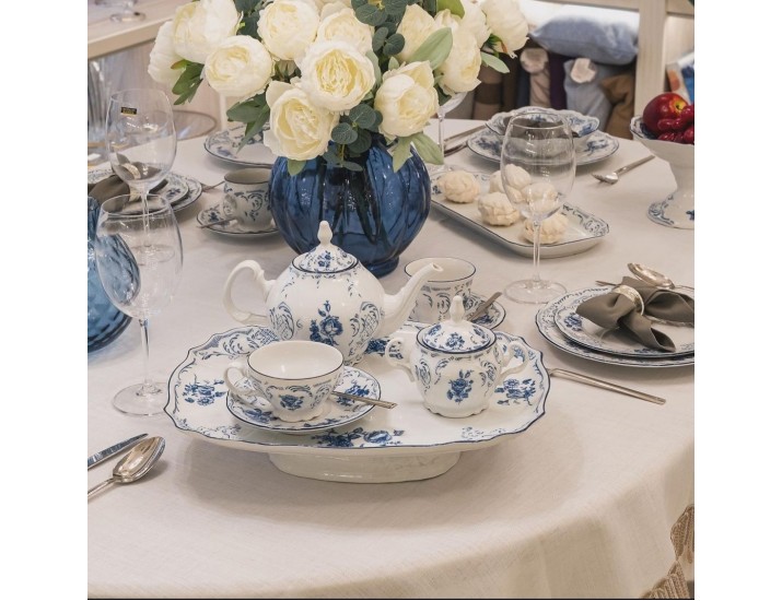 Сервиз чайный на 6 персон 15 предметов Bernadotte Бернадот Синие розы 24074 