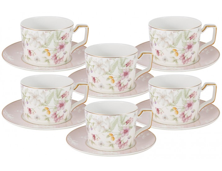 Набор чайных пар Anna Lafarg Emily Цветы на 6 персон 12 предметов