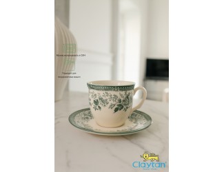 Чашка 240 мл с блюдцем 15,8 см Claytan Diana Rose Jade green 9911