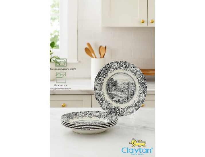 Набор глубоких тарелок 6 шт Claytan Rome grey 0404