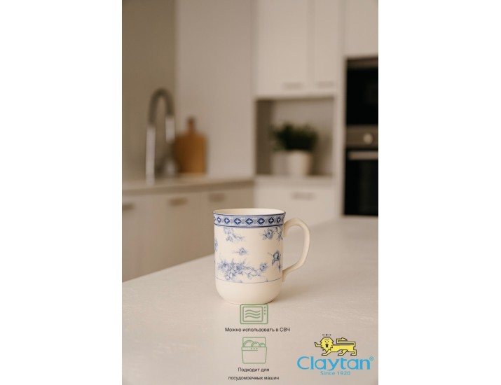 Кружка 340 мл Rose cluster blue Claytan 1809