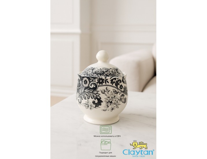 Сахарница с крышкой 280 мл Claytan Rome grey 0404