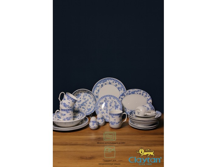 Сервиз столовый на 4 персоны 21 предмет Rose cluster blue Claytan 1809