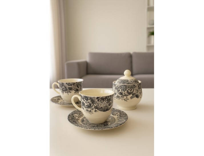 Набор из двух чайных пар с сахарницей 5 предметов Claytan Rome grey 0404