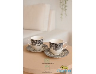 Набор из двух чайных пар 4 предмета Claytan Rome grey 0404