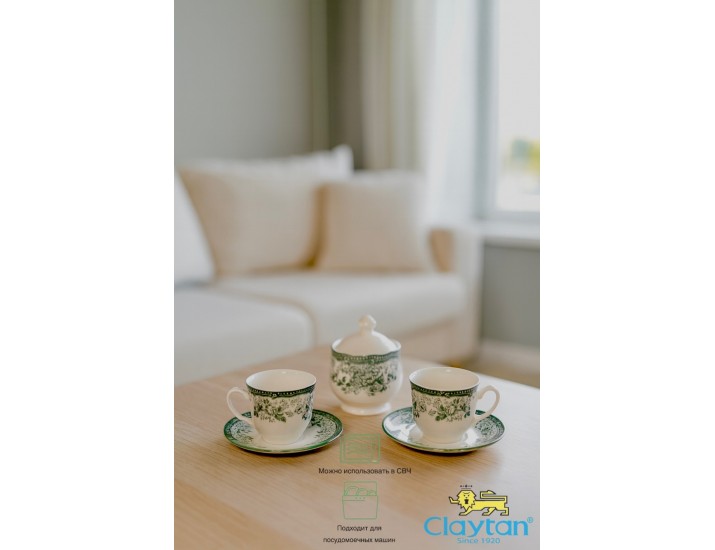 Набор из двух чайных пар 4 предмета Claytan Diana Rose Jade green 9911