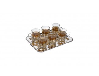 Набор стаканов с подстаканниками 6шт на подносе Queen Anne QA-0/6324