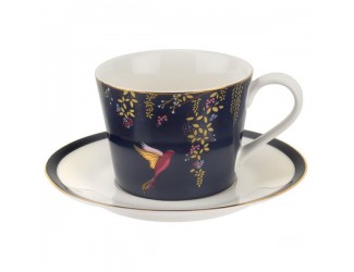 Чашка чайная с блюдцем Portmeirion Сара Миллер Челси 200 мл темно-синяя