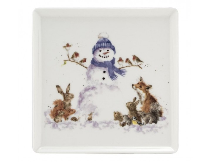 Тарелка закусочная квадратная Royal Worcester Забавная фауна Снеговик 18см RWC WNQA4095-XG