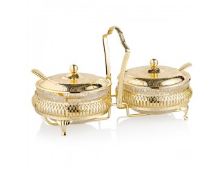 Набор вазочек для варенья с крышкой и ложками Queen Anne 11,5см 7 предметов золотой цвет