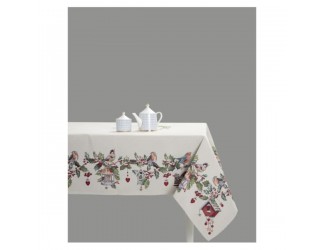 Скатерть прямоугольная Mix&Match Home Home Зимний пир Скворечники 160х250см бежевый