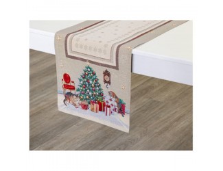 Дорожка для стола Mix&Match Home Котята у камина 40х100см бежевый
