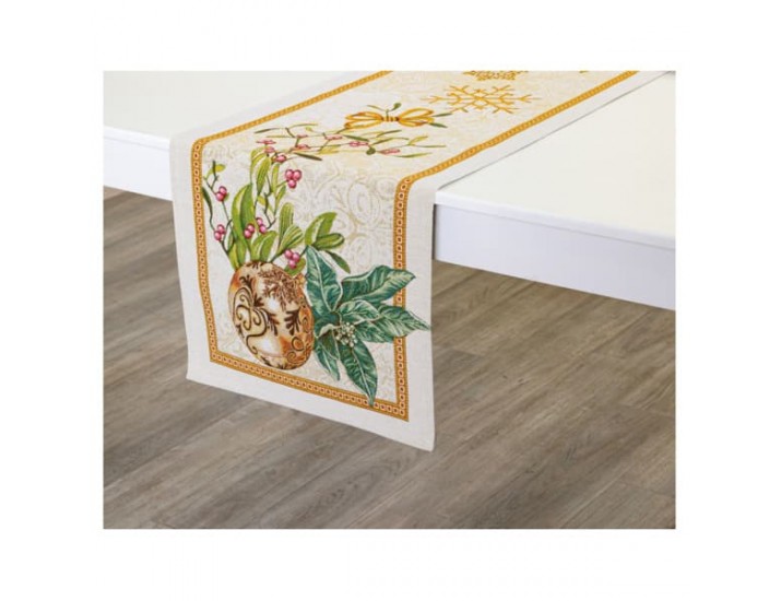 Дорожка для стола Mix&Match Home Золотые шары и ягоды 44х140см бежевый